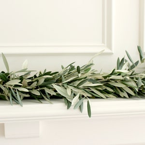 Handmade Fresh Olive Branch Greenery Garland 10 feet for Home Wedding Holidays Fall & Winter Table Décor image 1