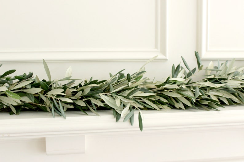Handmade Fresh Olive Branch Greenery Garland 10 feet for Home Wedding Holidays Fall & Winter Table Décor image 1