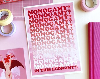 Monogamy? In this Economy? Art Print - Typographic Illustration by AmyStarship