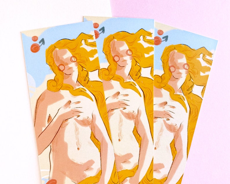 Venus Bookmark The Birth of Venus, Botticelli Illustration, Famous Artwork, Goddess, Aphrodite, Feminist Stationery image 2