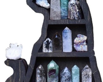 Wooden Cat Shelf -Crystal Shelf - Witchy Shelf