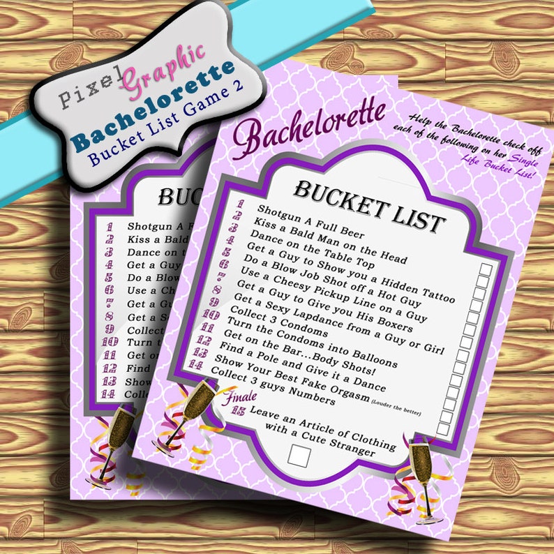 Bachelorette Game Bucket List V2 Bridal Party Instant Download Etsy