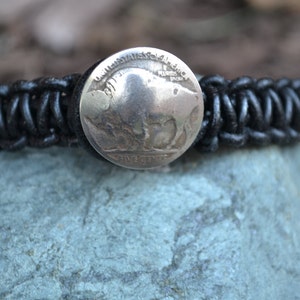 Men's Leather and Genuine Buffalo or Indian Head Nickel Bracelet