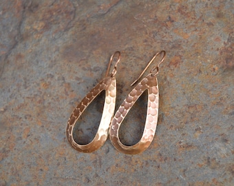 Natural Brass Hammered Dangle Earrings