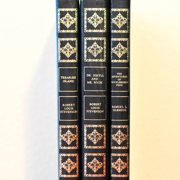 Set of 3 Books The Peebles Classic Library, Treasure Island, Dr. Jekyll and Mr. Hyde, The Adventures of Huckleberry Finn