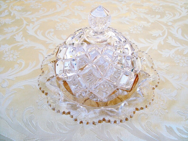 Cut Glass Butter Dish with Dome Lid Etsy