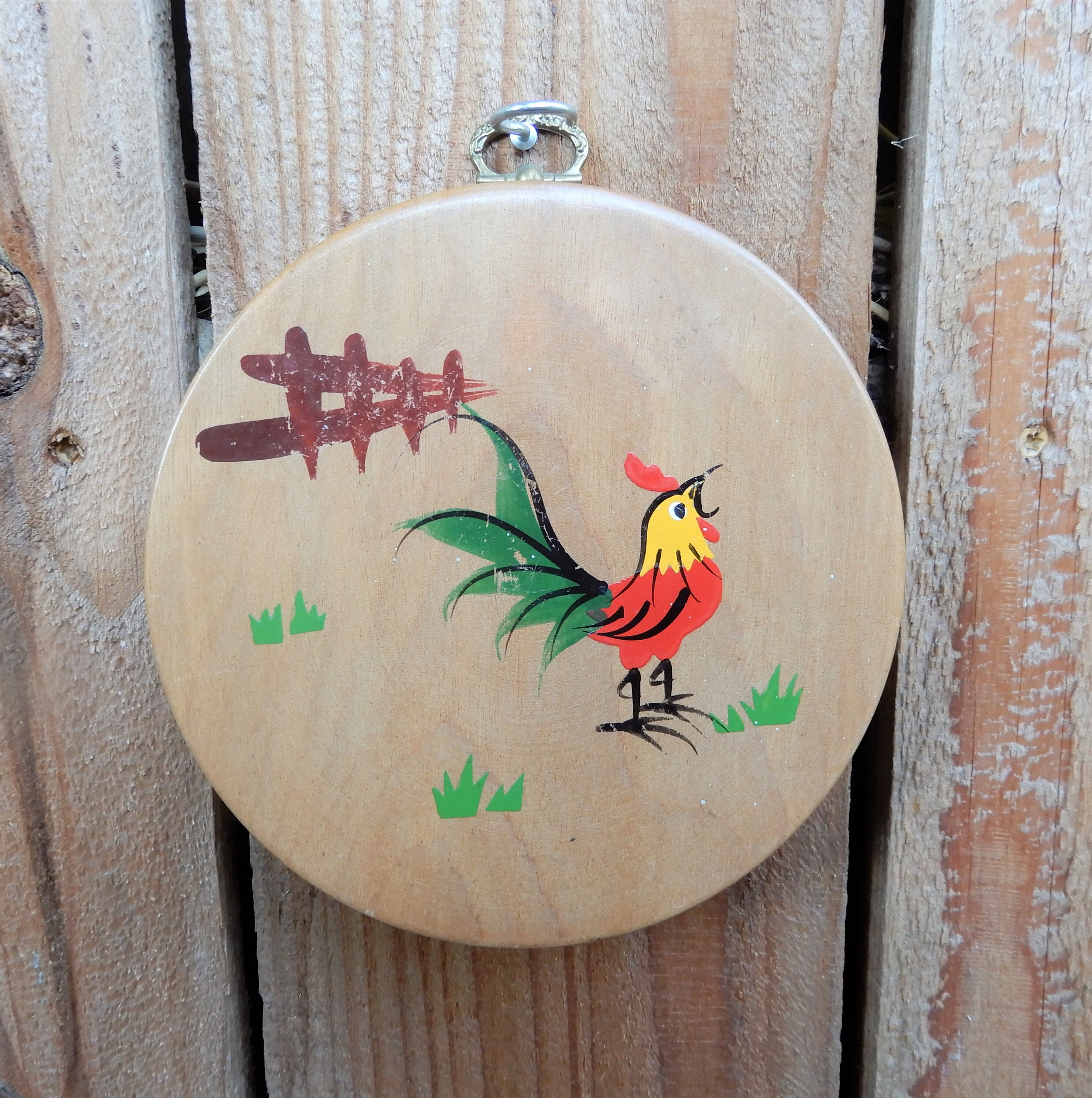 Vintage Wood Hamburger Press with Rooster Japan Etsy