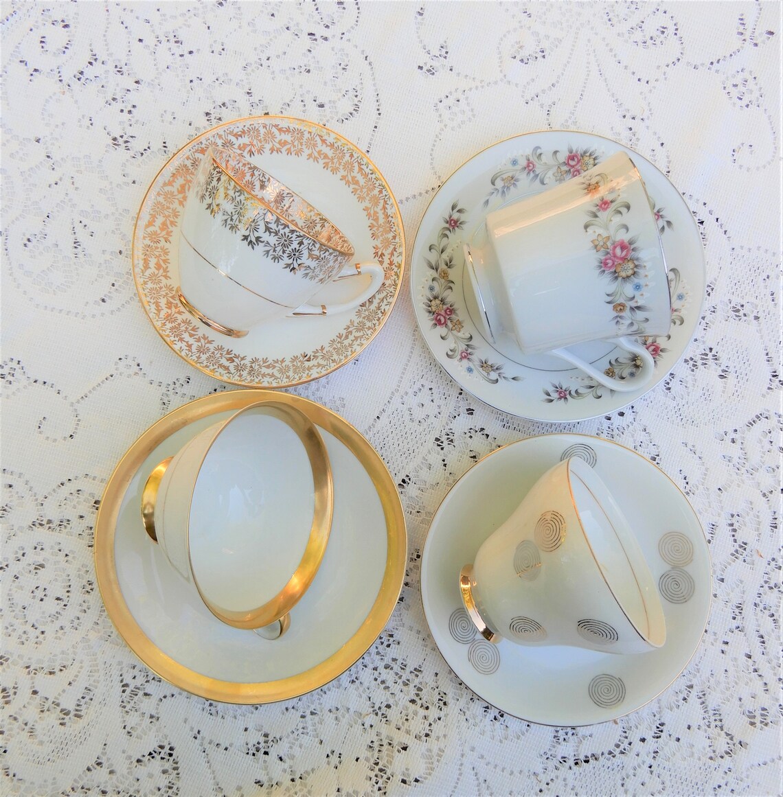 Mix and Match Mismatched Teacups and Saucers Set of 4 Teacups Etsy