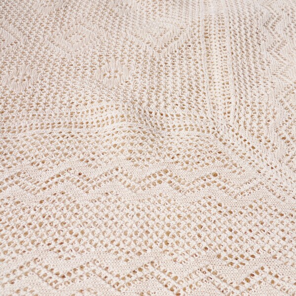 Vintage Crochet/Woven Tablecloth Cream Color 105" x 75"