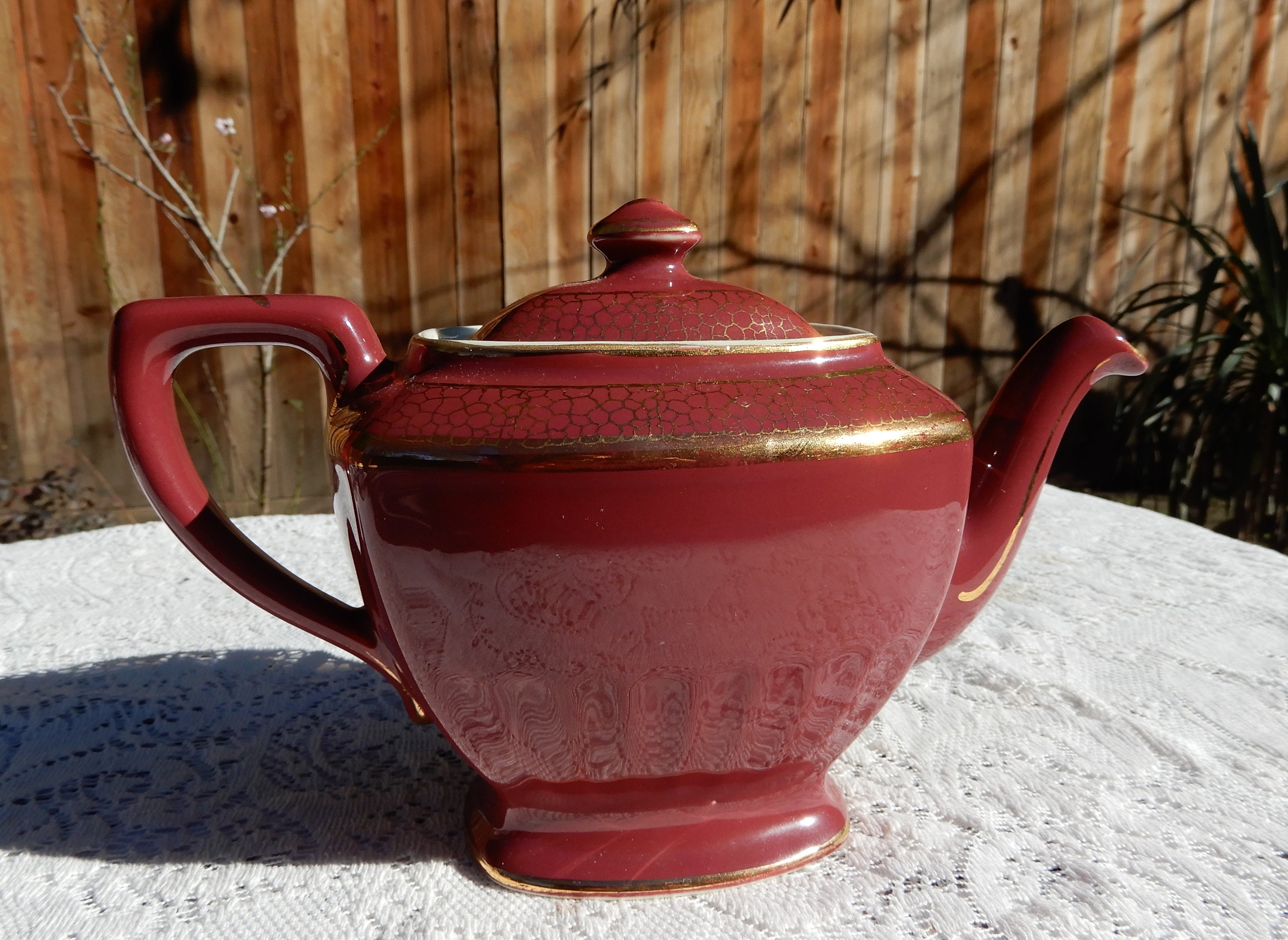Hall Teapot 6 Cup Burgundy Maroon Hollywood Etsy