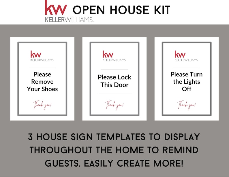 Keller Williams Branded Open House Kit | Open House Real Estate Kit | Open House | Instant Download | Editable Template | PDF image 2