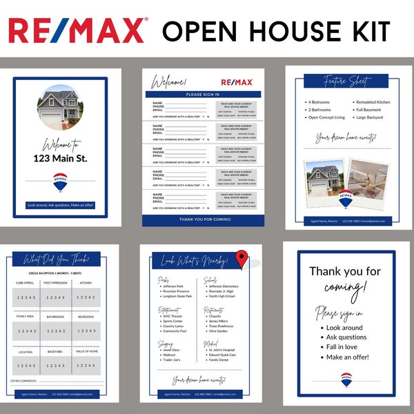 Trousse portes ouvertes de marque REMAX | Kit immobilier portes ouvertes | Portes ouvertes | Téléchargement instantané | Modèle modifiable | PDF