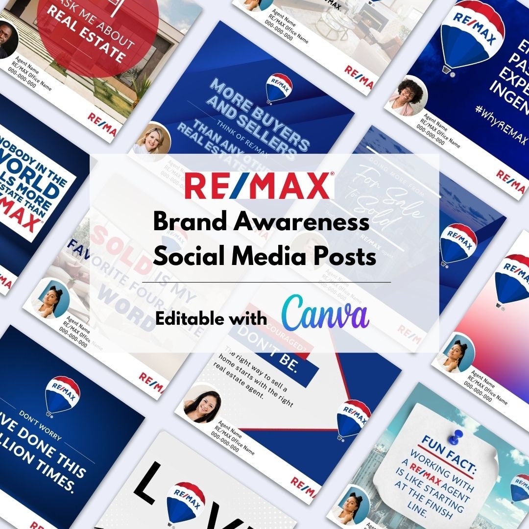 RE/MAX Brand Awareness Social Media Post Bundle. Real Estate Facebook