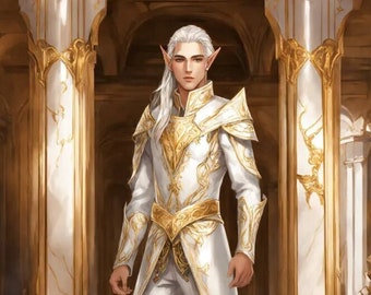 Elegante y único brazalete dorado de elfo masculino real, con enlace remoto o directo.