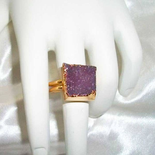 Fantasy Inspired Brilliant Illuminating Violet Queen Dragon ~ Unique & Very Cool Violet Druzy Ring 7