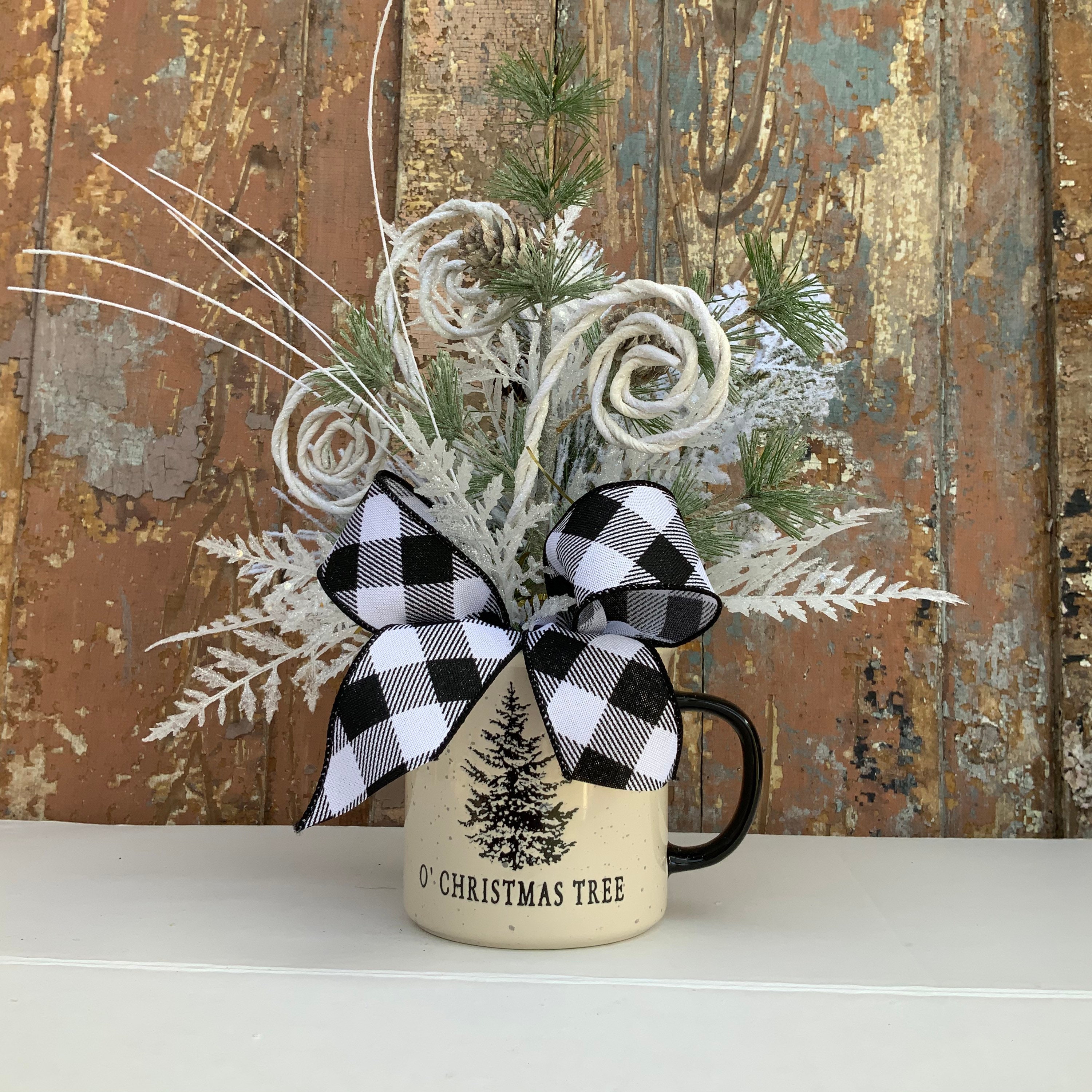 Christmas Mug Centerpiece, Christmas Arrangement, Coffee Mug
