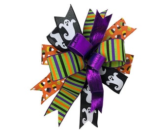 Halloween Decorative Bow, Candy Corn, Ghost Ribbon, Wreath Decor