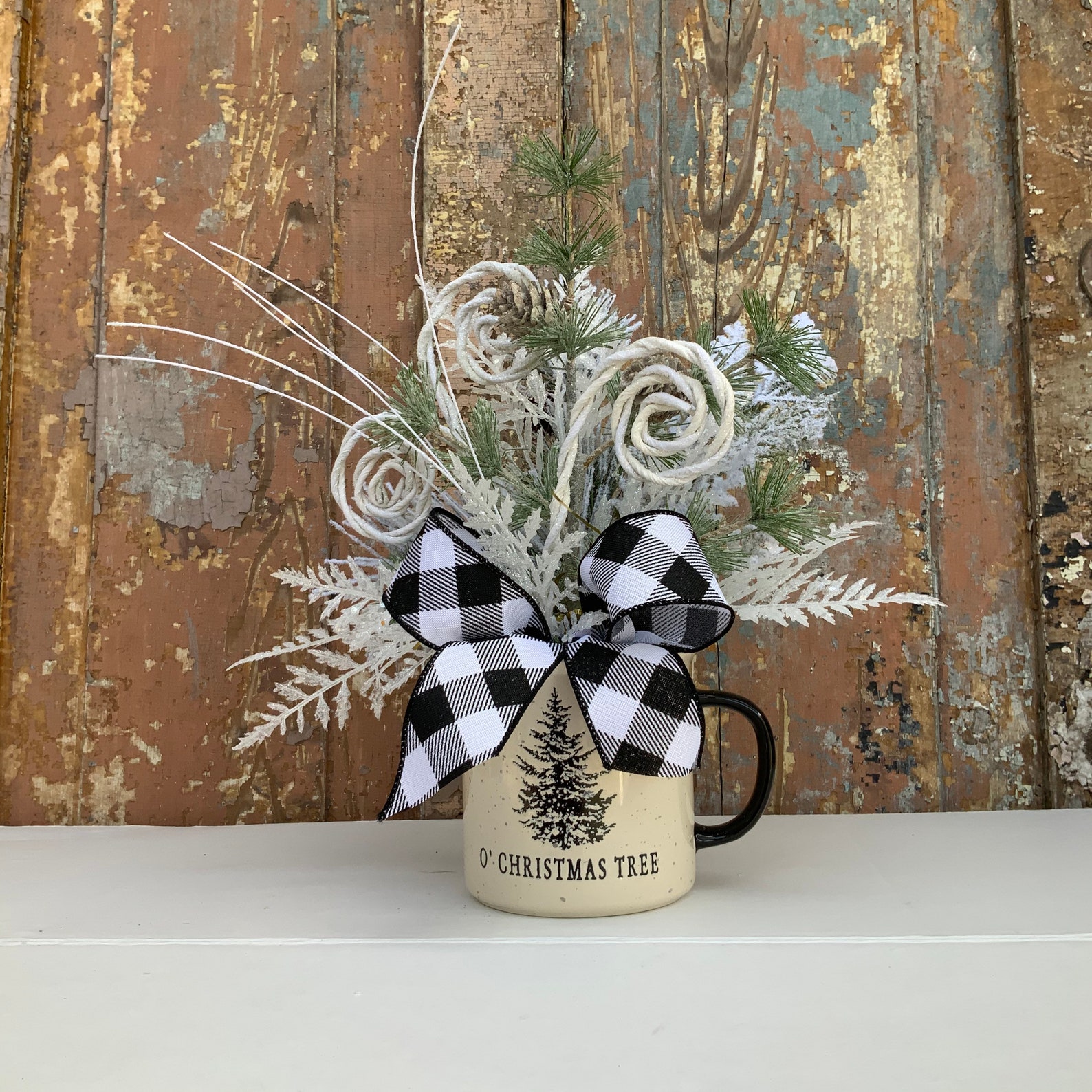 Christmas Mug Centerpiece, Christmas Arrangement, Coffee Mug