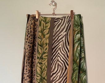 Vintage 1980s 1990s Threads On Threads Wrap Around Maxi Zebra Cheetah Leopard Nature Jungle Pattern Skirt