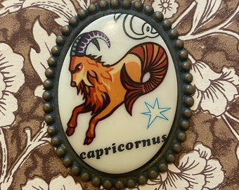 Vintage Capricorn Astrology Zodiac Necklace Pendant Charm (Chain NOT Included)
