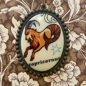 Vintage Capricorn Astrology Zodiac Necklace Pendant Charm (Chain NOT Included)