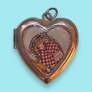 Vintage 1970s Cute Heart Locket Necklace Charm (Chain NOT Included)