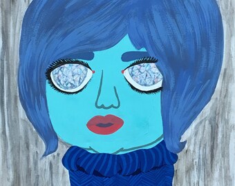 Lucy's Diamond Eyes * Original Illustration Painting *