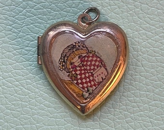 Vintage 1970s Cute Heart Locket Necklace Charm (Chain NOT Included)