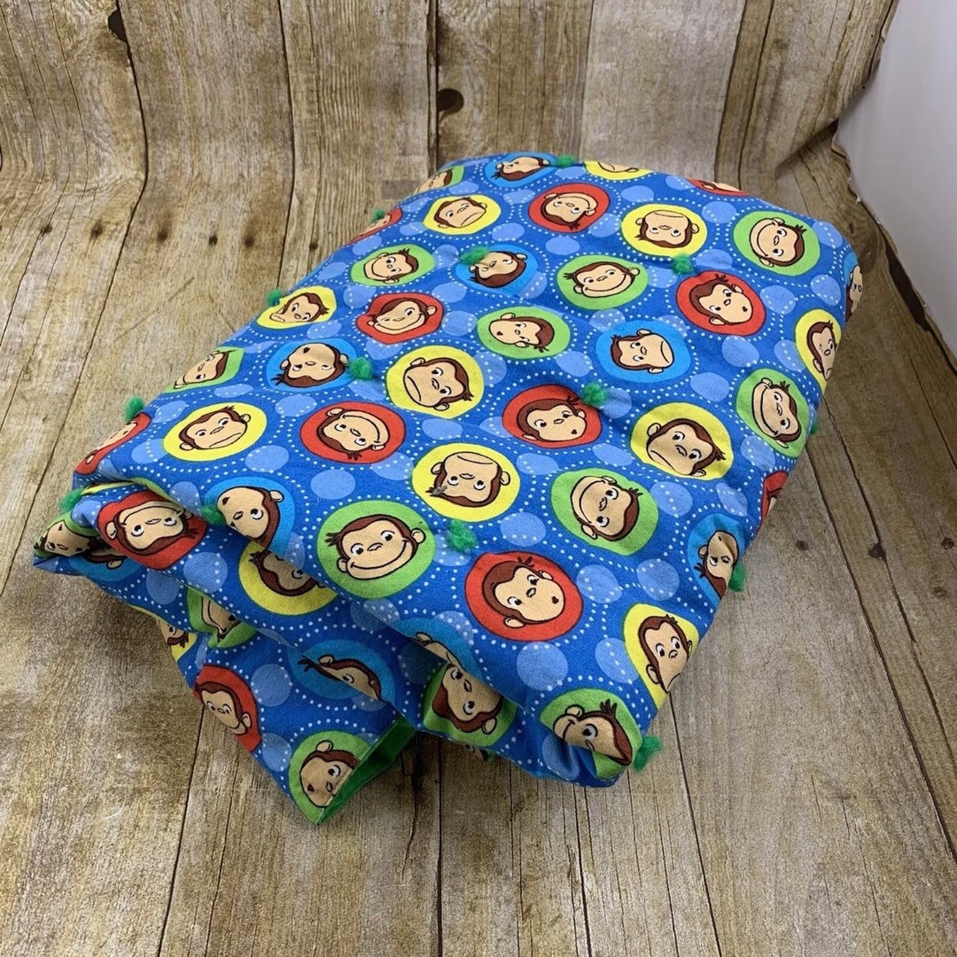 Curious Crib Baby Blanket Handmade Green Blue Monkey Chimp Etsy