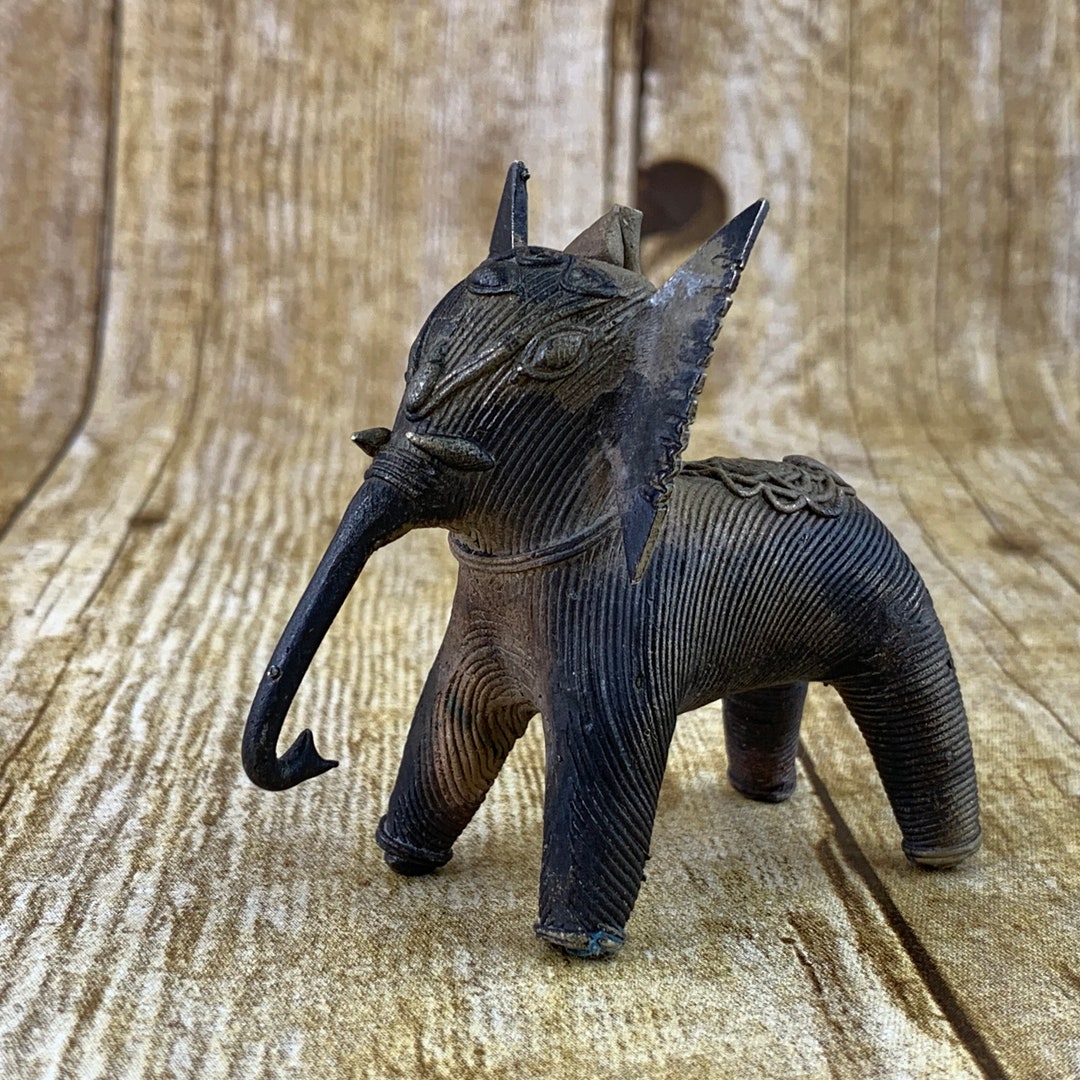 Coiled Brass Elephant Fertility Statue 2.5 Inch Vintage Indian Trunk Down Etsy