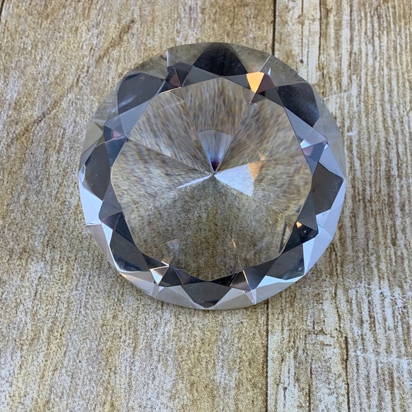 Faceted Faux Jewel Glass Paperweight Clear