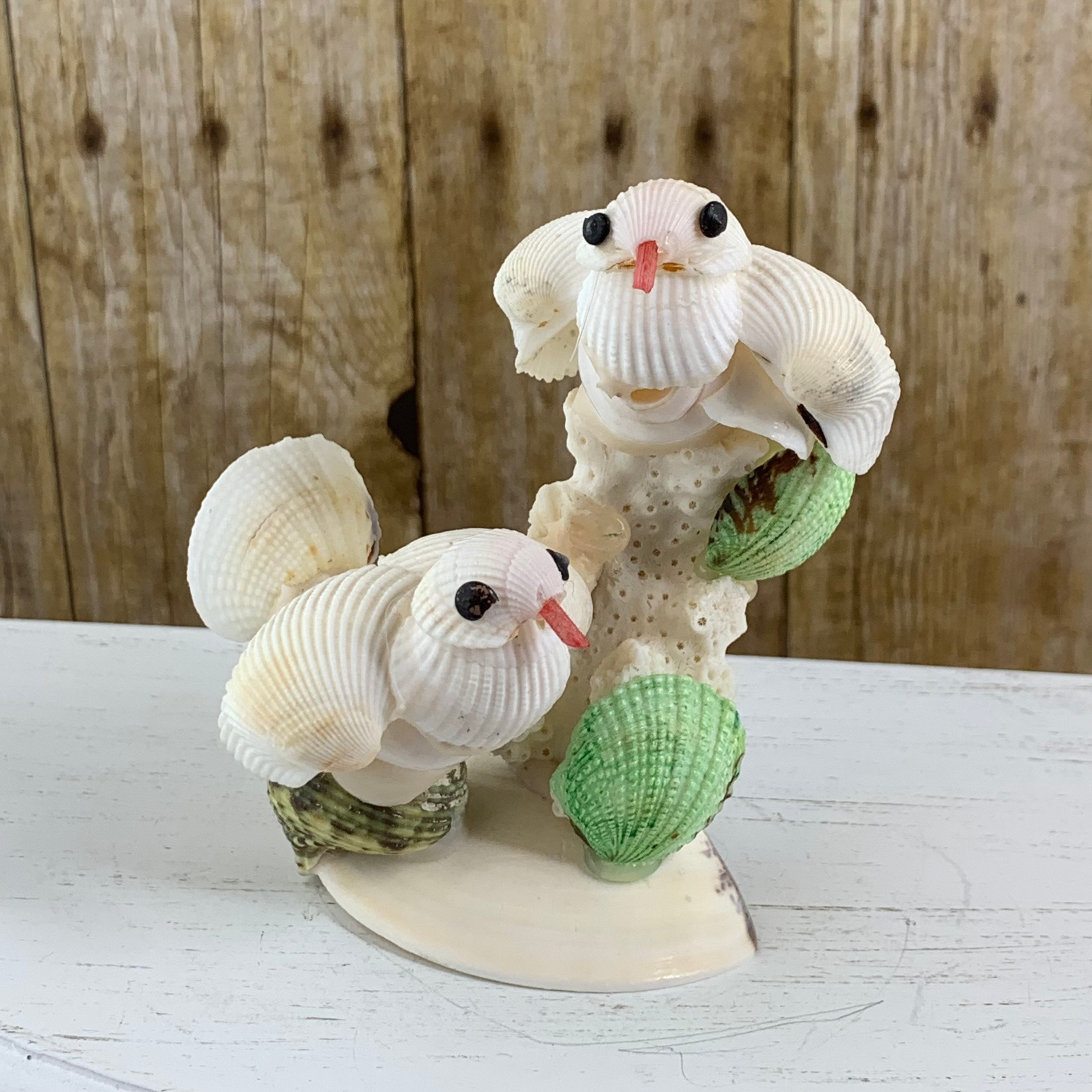 Vintage Natural Seashell Bird Figure Decorative Shell Art Animal