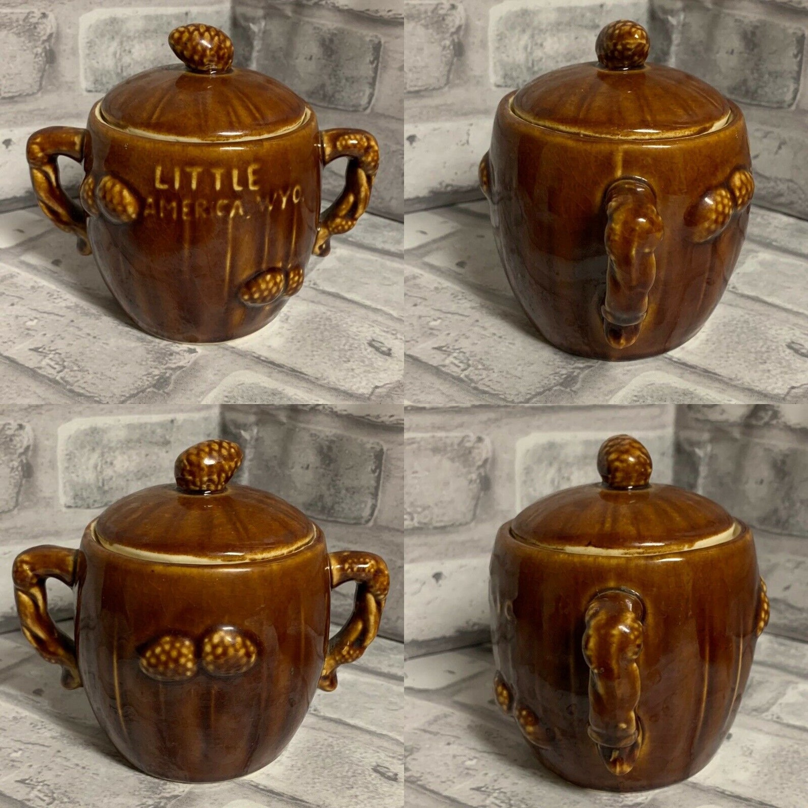 Little America Wyoming Creamer Sugar Bowl Brown Acorn FLAW Etsy