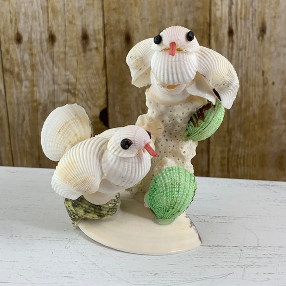 Handmade Seashells Sea Shell Dove Bird Figurine FLAW 