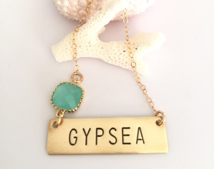 GYPSEA Stamped Bar Bohemian Name Plate Layering Boho Necklace Free Spirit Gift Traveler Wanderlust Gypsy Ocean Beach Gold Sea Hippie Salty