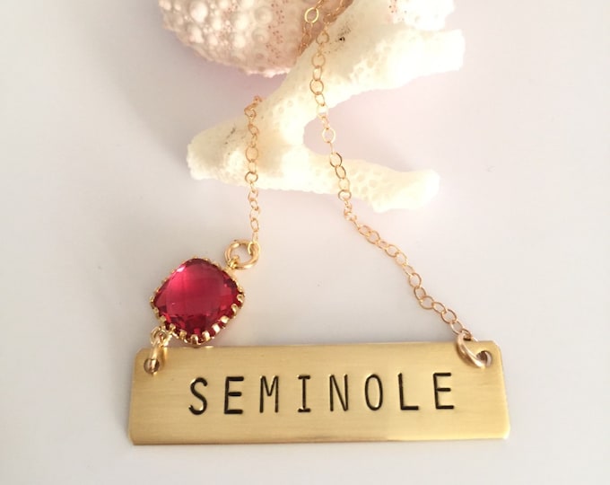 Seminole Florida FSU Football Custom Bar Necklace Team Necklace Customizable Personalized Seminoles