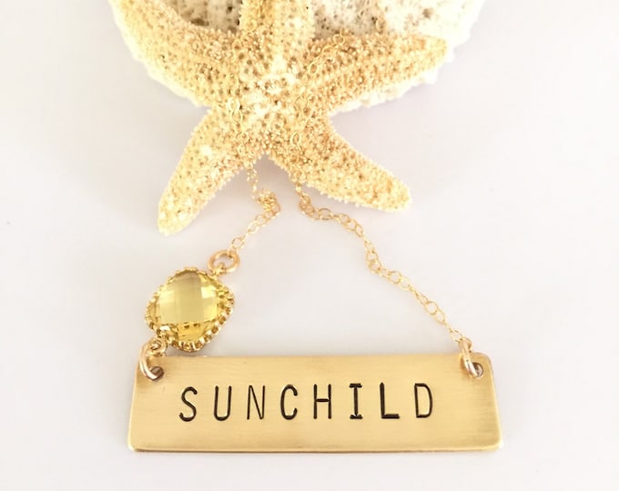 Sunchild Bar Necklace Gold Fill Boho Layering Moonchild Celestial Ocean Mermaid Wild Free Spirit Gold Gift Friend Bohemian Gypsy Wanderlust