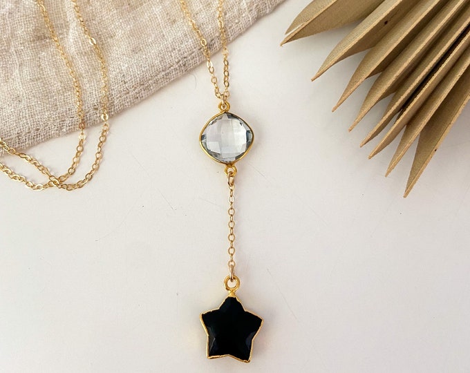 New! // Onyx Star Lariat Necklace