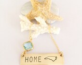Home North Carolina Bar Necklace Beach House Ocean Sea Friend Gift Gold Custom Nautical Tropical Salty Mermaid Necklace Pineapple NC