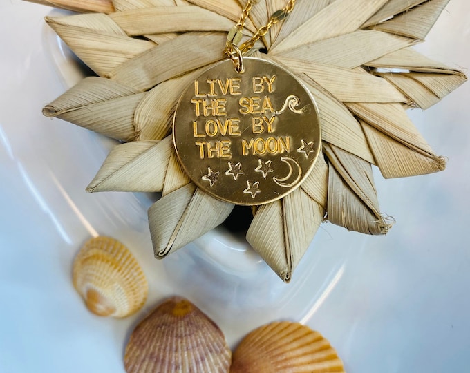 New // Live By The Sea Love By the Moon Disc Gold Fill