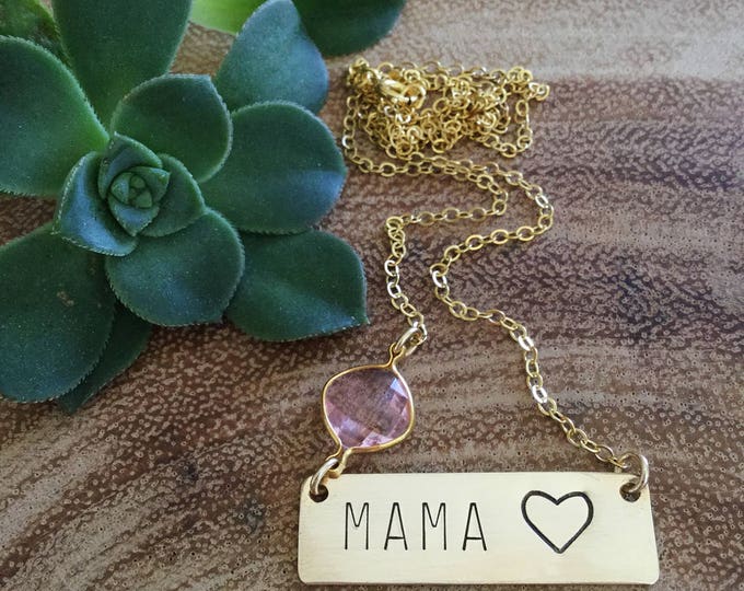 New! //Gold Filled Mama Bar Necklace