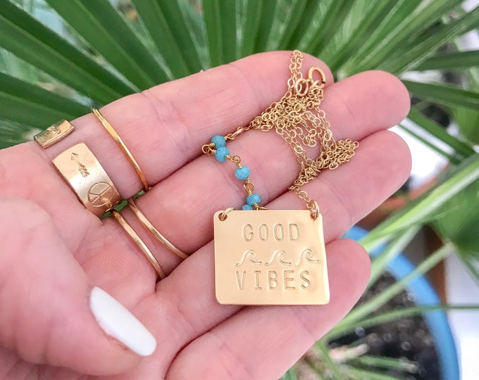 New! // Good Vibes Gold Fill Stamped Necklace