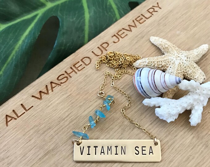 VITAMIN Sea Bar Necklace Ocean Minded Outer Banks OBX Friend Gift Bridesmaids Beach Wedding Personalized Custom Boho