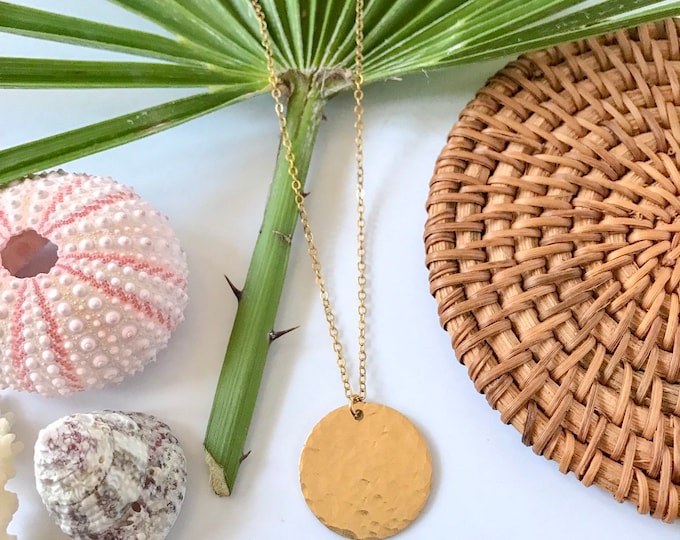 New! // Hammered Gold Fill Disc Necklace