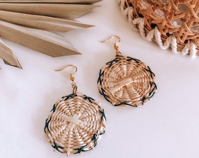 New! // Woven Rattan Disc Earrings