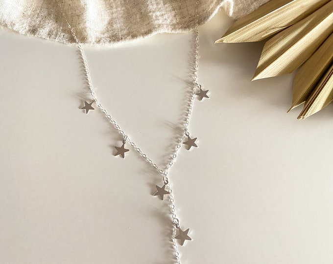 New! // Sterling Silver Multi Star Lariat