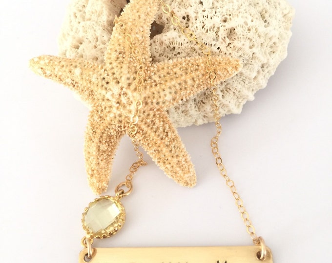 U R MY Sunshine Stamped Gold Fill Bar Necklace Boho Bridesmaids Friend Gift Layering All Washed Up Ocean Sea Beach Wedding