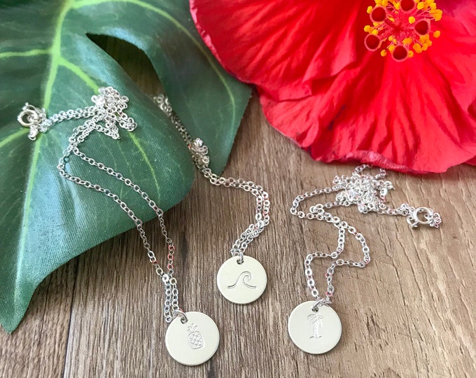 New! Stamped Sterling Silver Mini Discs Necklace