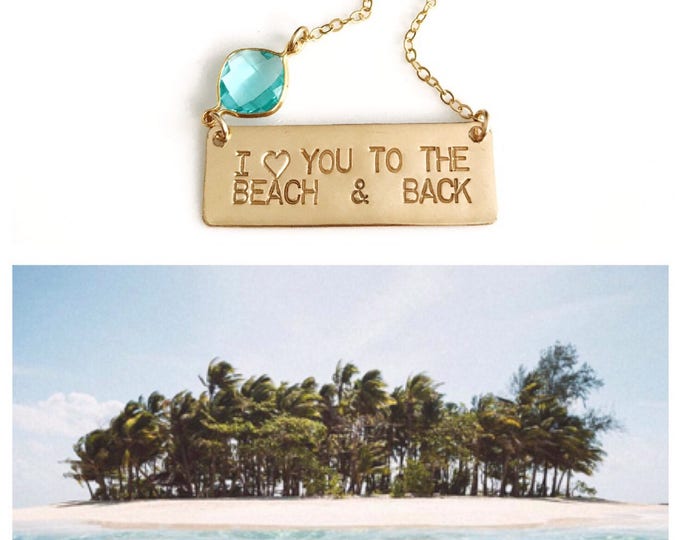 Gold Fill Love You To The Beach & Back Bar Necklace