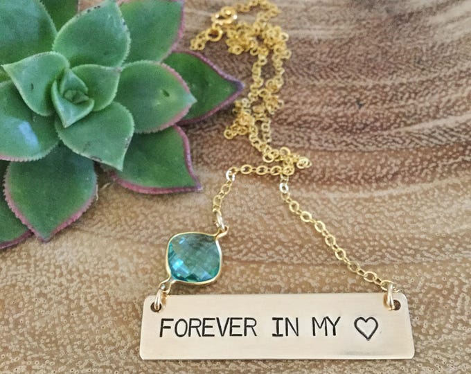 New! Forever In My Heart Stamped Gold Fill Bar Necklace